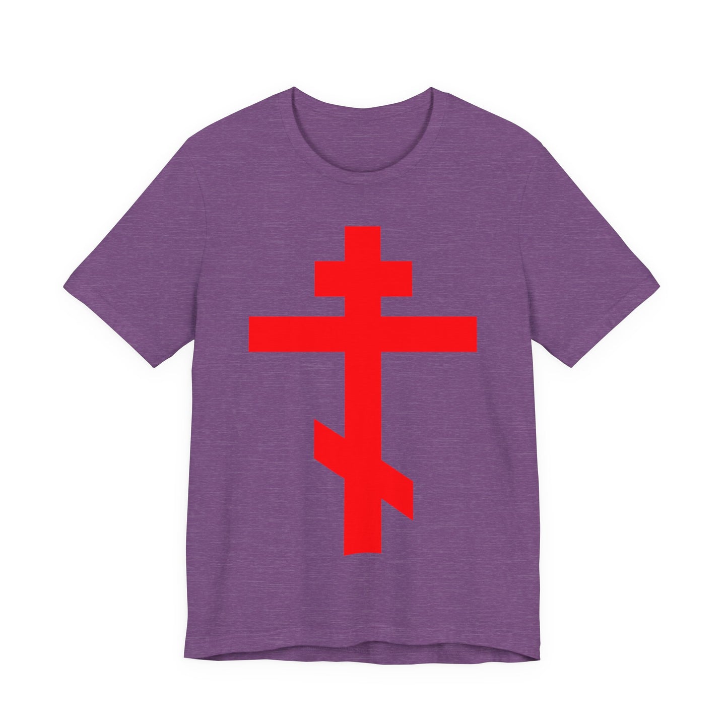 Red Orthodox Tribar Cross | Preserve Thy People By Thy Cross, O Lord | Christ is King | Christian Unisex Cotton Tee