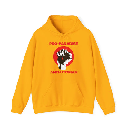 Pro-Paradise Anti-Utopian | Jesus Christ Crucified NIKA Fist | Resist the Dominant Secular Paradigm | Orthodox Christian Hoodie
