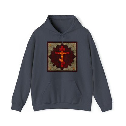 Art Cross: Ætheric Rose Window Cross Design No. 30 | Orthodox Christian Hoodie / Hooded Sweatshirt