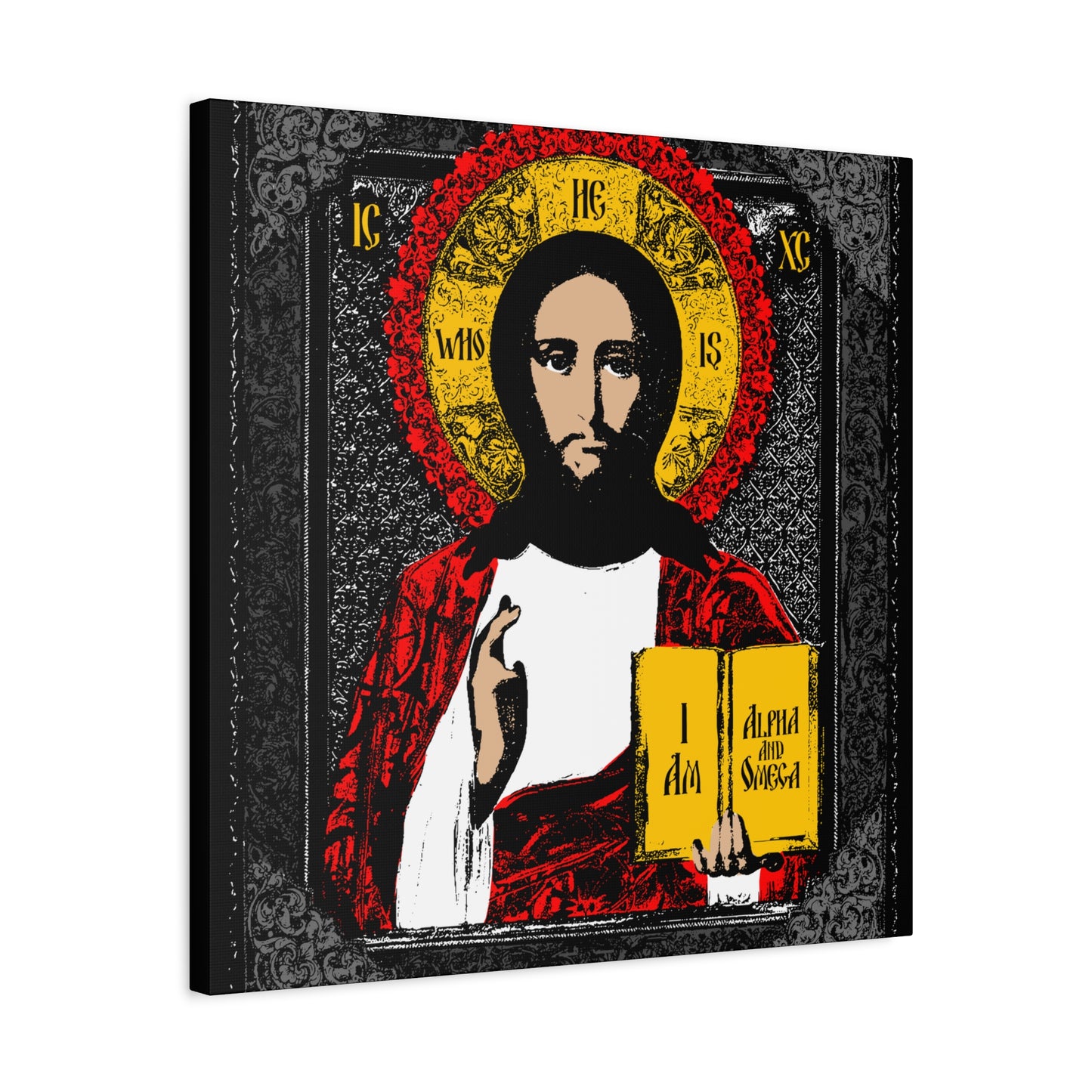 Christ Pantocrator Icono-Graphic | He-Who-Is | I Am the Alpha and Omega | Ancient Icon Graphic Design | Orthodox Christian Canvas Art
