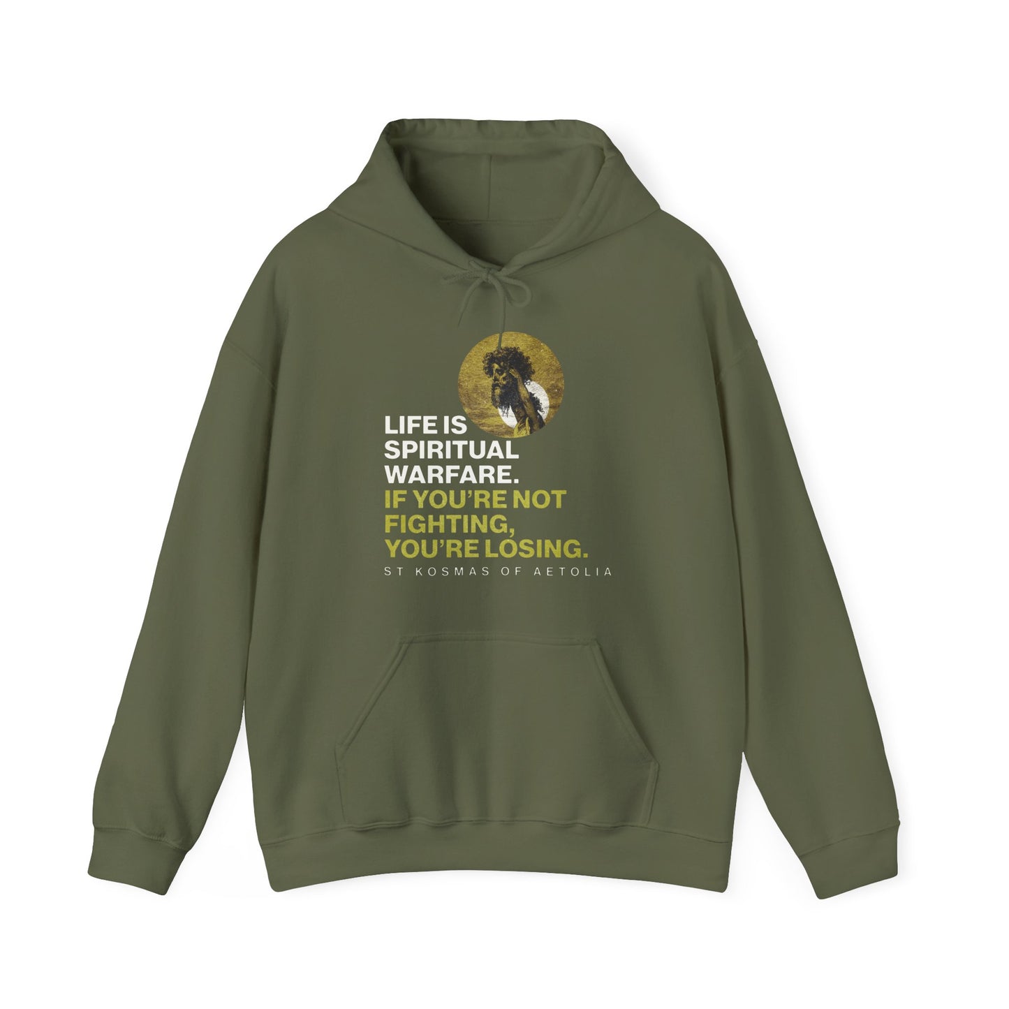 Life is Spiritual Warfare | St Kosmas of Aetolia | Gustave Dore | David & Goliath | Unseen Warfare | Orthodox Christian Hoodie