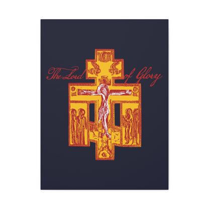 The Lord of Glory | Russian Golgotha Crucifix IconoGraphic (Blue BG) | 1 Corinthians 2:8 | Orthodox Christian Canvas Art