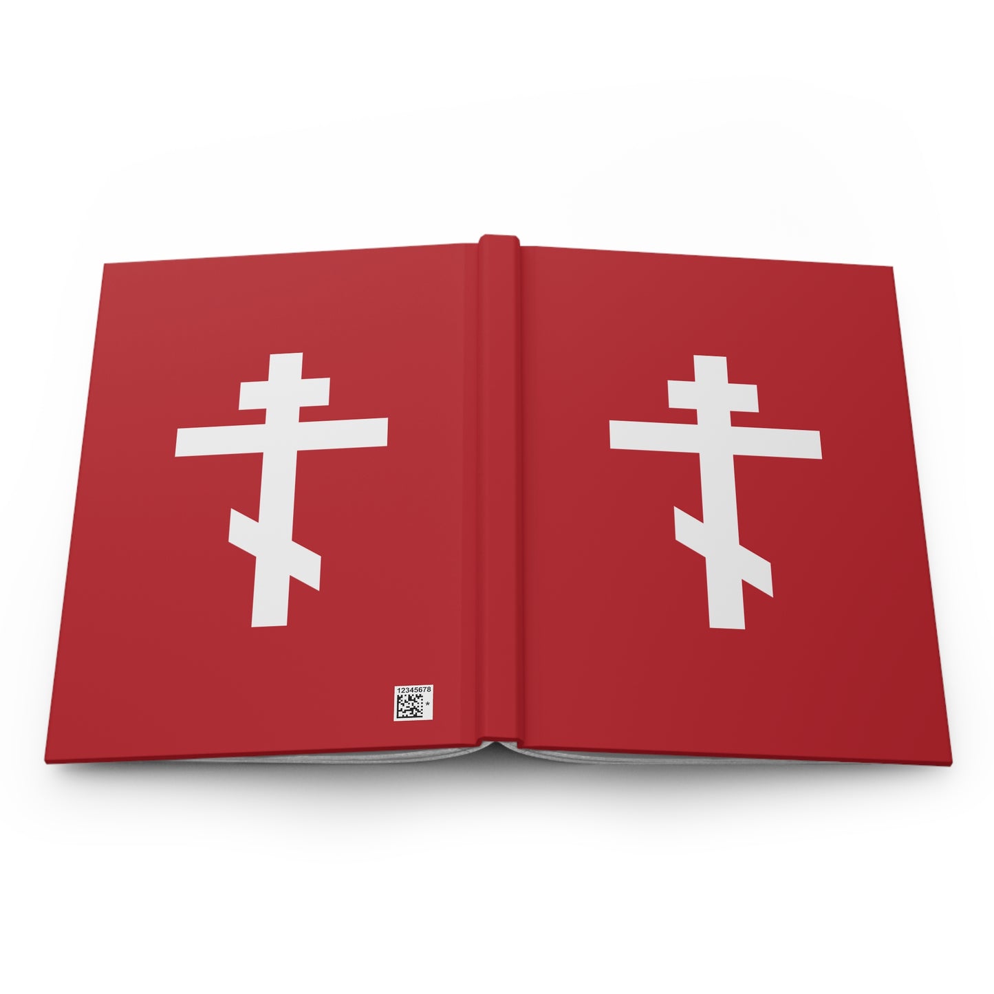 White Orthodox Cross on Red Background | Rejoice! O life-giving Cross, the fair Paradise of the Church | Christian Hardcover Journal