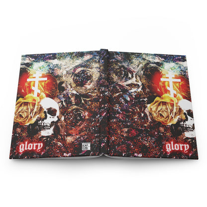 Now the Son of Man is Glorified, and God is Glorified in Him (John 13:31) | Skull and Floral Glowing Cross Design | Orthodox Christian Hardcover Blank Journal