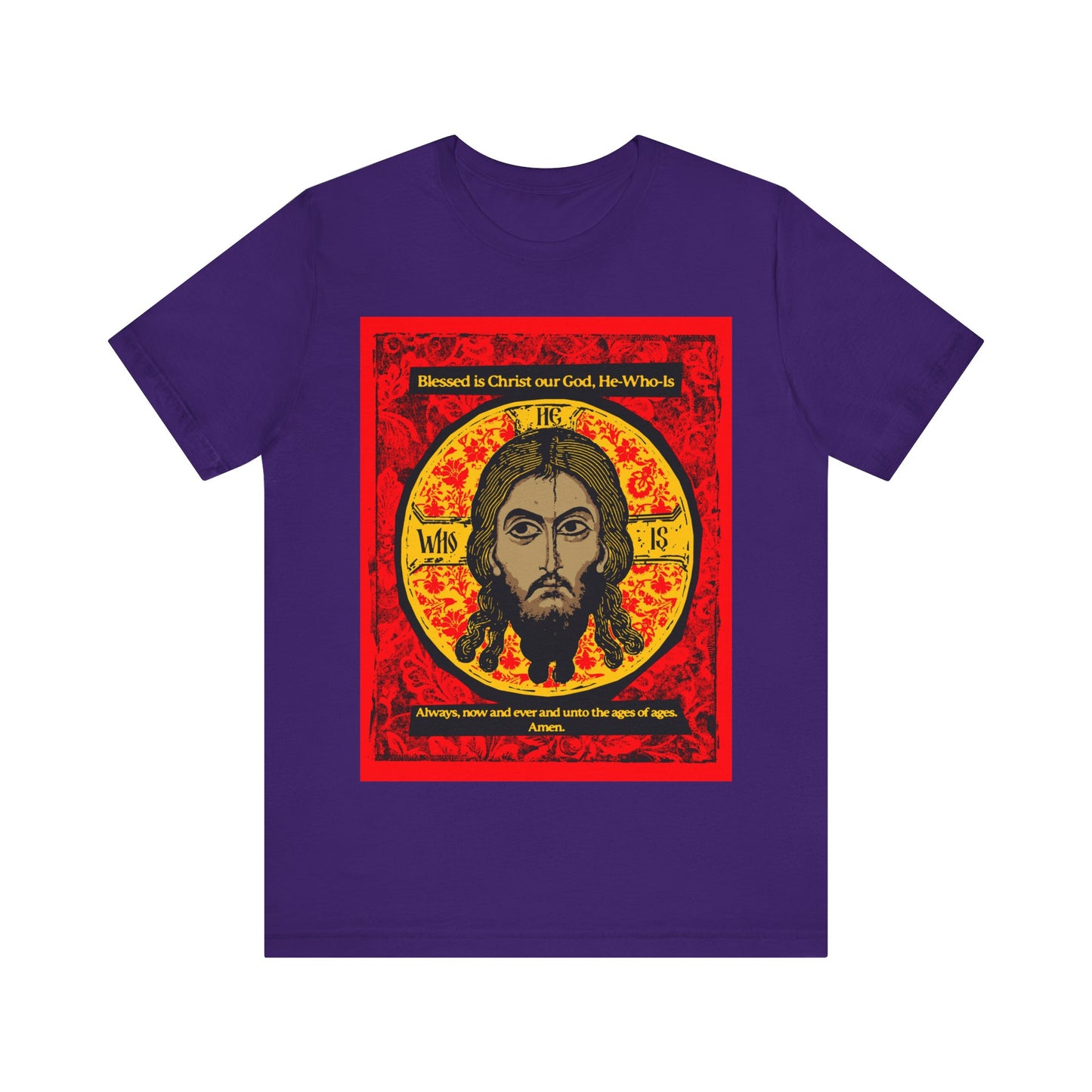 Made Without Hands (Mandylion/Image of Edessa) | Jesus Christ Orthodox Icon Graphic Design | Red Black & Yellow | Orthodox Christian T-Shirt
