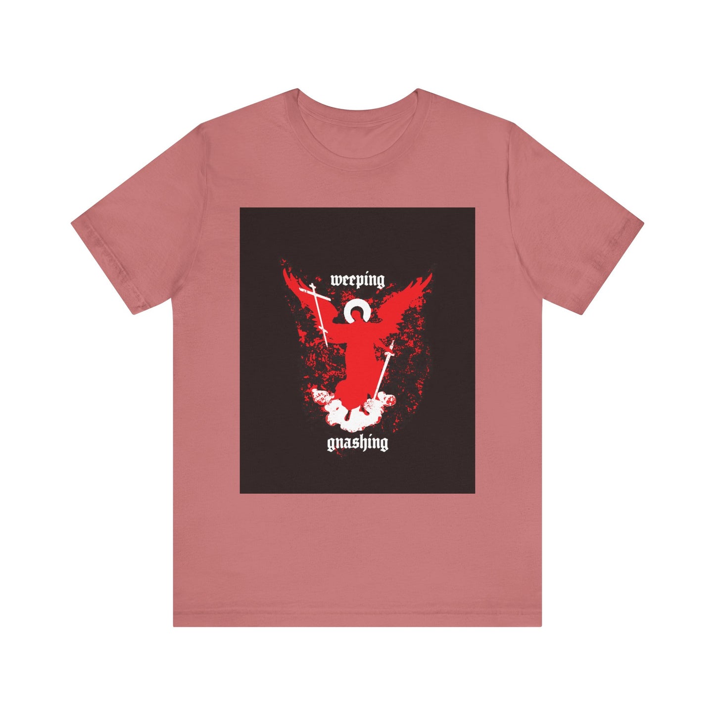 Weeping and Gnashing (Matthew 13:41) | Red Avenging Angel IconoGraphic | Orthodox Christian Lightweight Cotton Unisex Tee