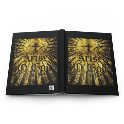The "Arise O God | Psalm 81 (82 LXX)" blank journal features a textured Gothic font, Orthodox cross, and golden rays, reflecting the Divine Council worldview and the coming Day of the Lord.