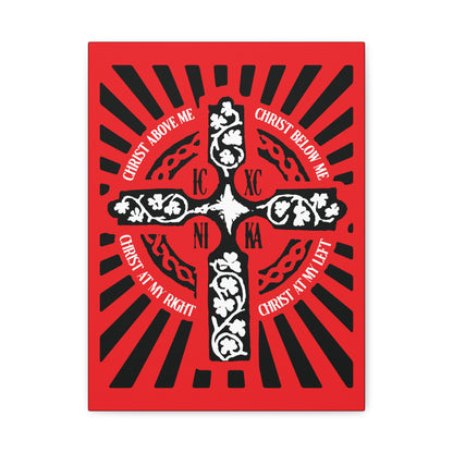 Red ICXC NIKA Enniskillen Celtic Cross | Lorica of St. Patrick | Shield Prayer | Orthodox Christian Canvas Art