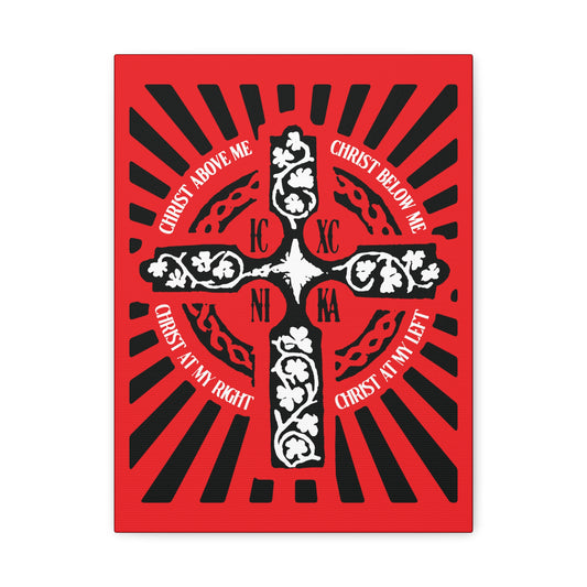 Red ICXC NIKA Enniskillen Celtic Cross | Lorica of St. Patrick | Shield Prayer | Orthodox Christian Canvas Art
