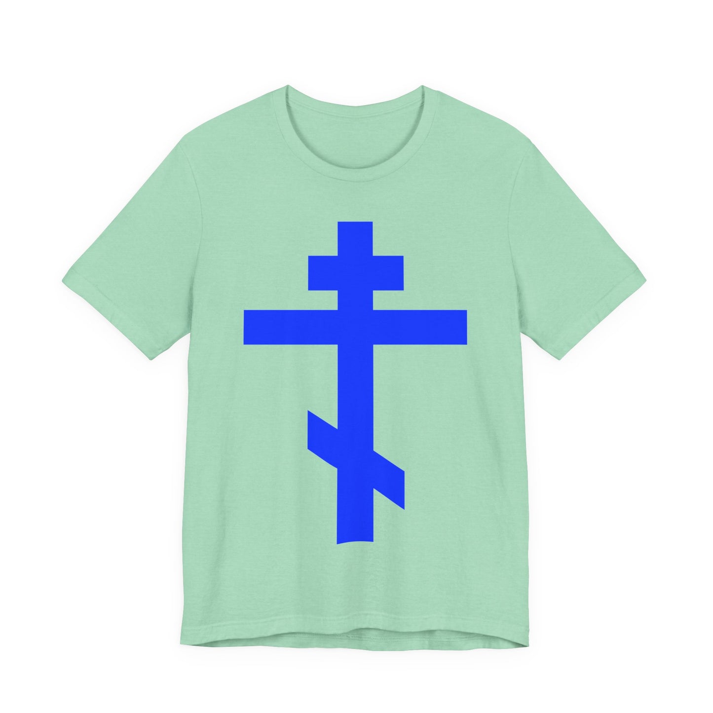 Royal Blue Orthodox Tribar Cross | Preserve Thy People By Thy Cross, O Lord | Christ is King | Christian Unisex Cotton Tee