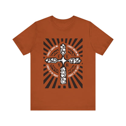 Red ICXC NIKA Enniskillen Celtic Cross | Lorica of St. Patrick | Shield Prayer | Orthodox Christian Cotton T-Shirt