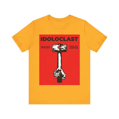 Idoloclast Idol-Smasher | Jesus NIKA Fist w/ Sledgehammer on Red Background | Smash Your Passions | Orthodox Christian T-Shirt