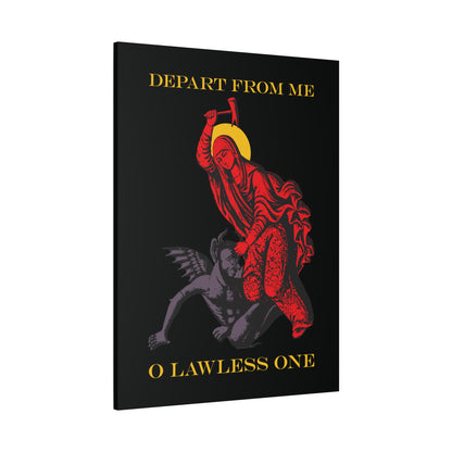 St Marina IconoGraphic (Depart from Me O Lawless One) | Saint Beating the Devil with a Hammer | Orthodox Christian Canvas Art