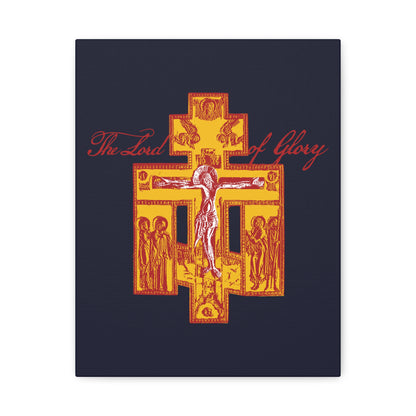 The Lord of Glory | Russian Golgotha Crucifix IconoGraphic (Blue BG) | 1 Corinthians 2:8 | Orthodox Christian Canvas Art