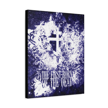 The First-Born of the Dead | Glowing White & Blue Textured Cosmic Orthodox Cross | Resurrection & Apocalypse | Christian Canvas Art