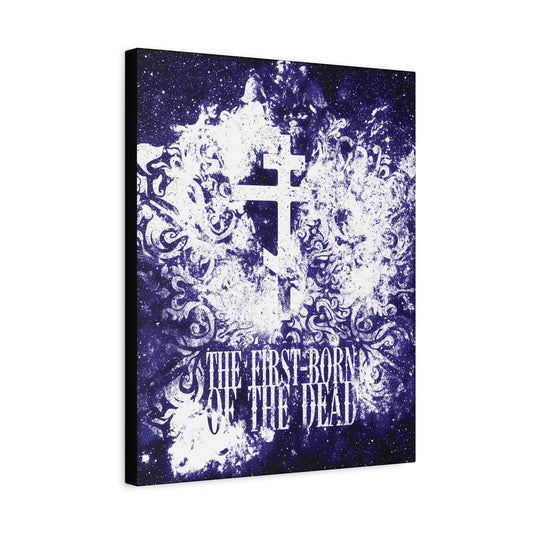 The First-Born of the Dead | Glowing White & Blue Textured Cosmic Orthodox Cross | Resurrection & Apocalypse | Christian Canvas Art