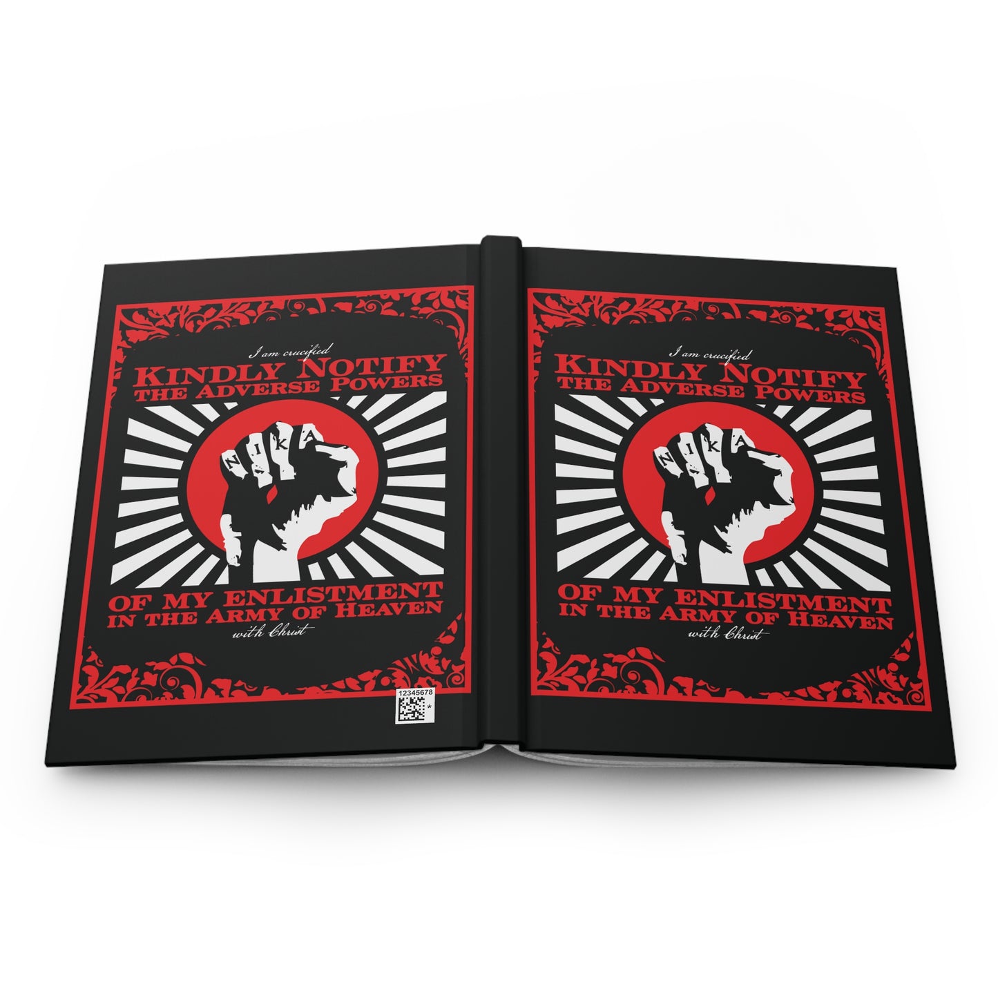Kindly Notify the Adverse Powers | I am Crucified with Christ (Gal 2:20) | NIKA Fist | Orthodox Christian Hardcover Journal