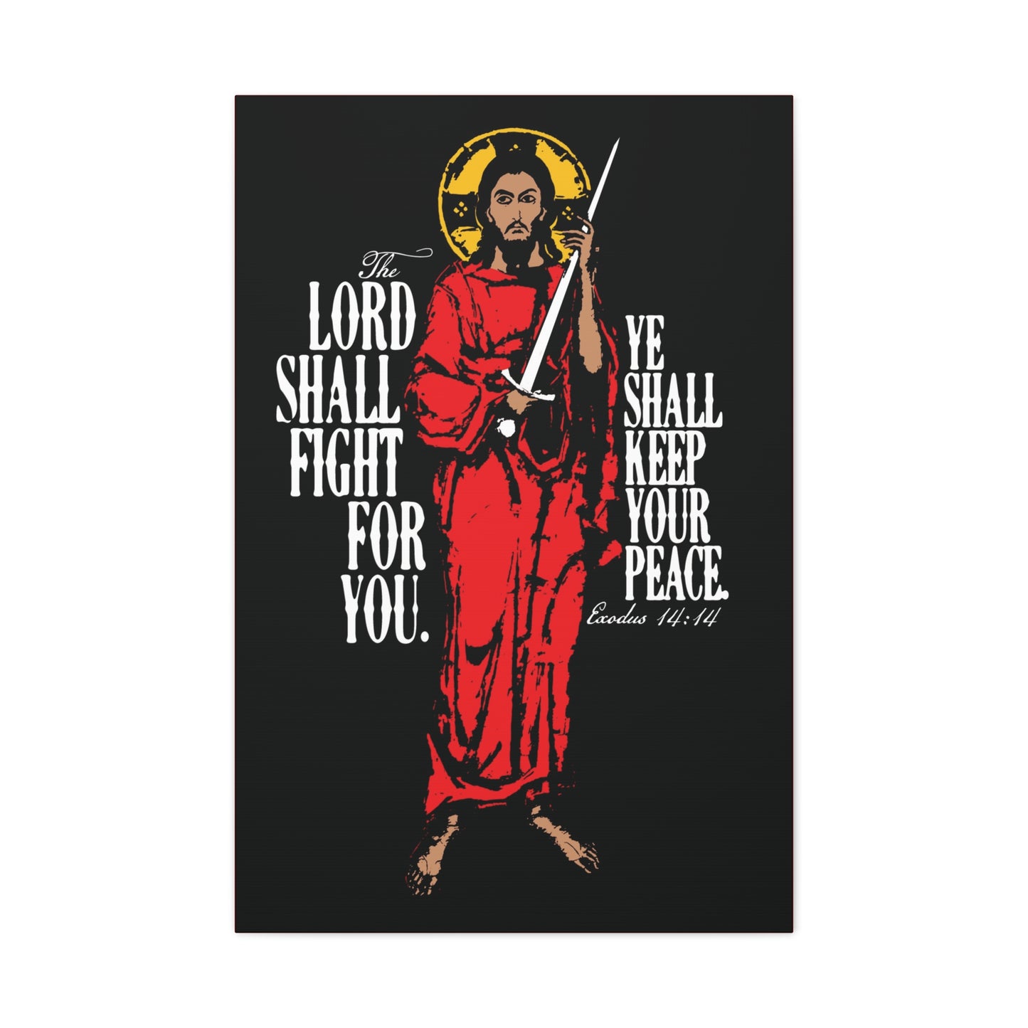 The Lord Shall Fight For You (Exodus 14:14) | Jesus Christ with Sword IconoGraphic | Orthodox Christian Canvas Art
