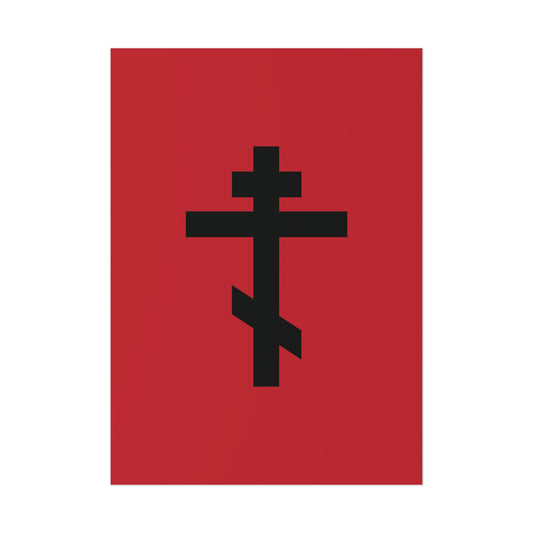 Black Orthodox Cross Red Background | This is My blood of the covenant which is poured out for many for forgiveness of sins | Christian Poster