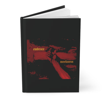 Embrace Meekness | Haunting Crucified Hand of Christ | Kenosis | Meek Shall Inherit Earth | Haltone Art | Gothic Font | Christian Journal