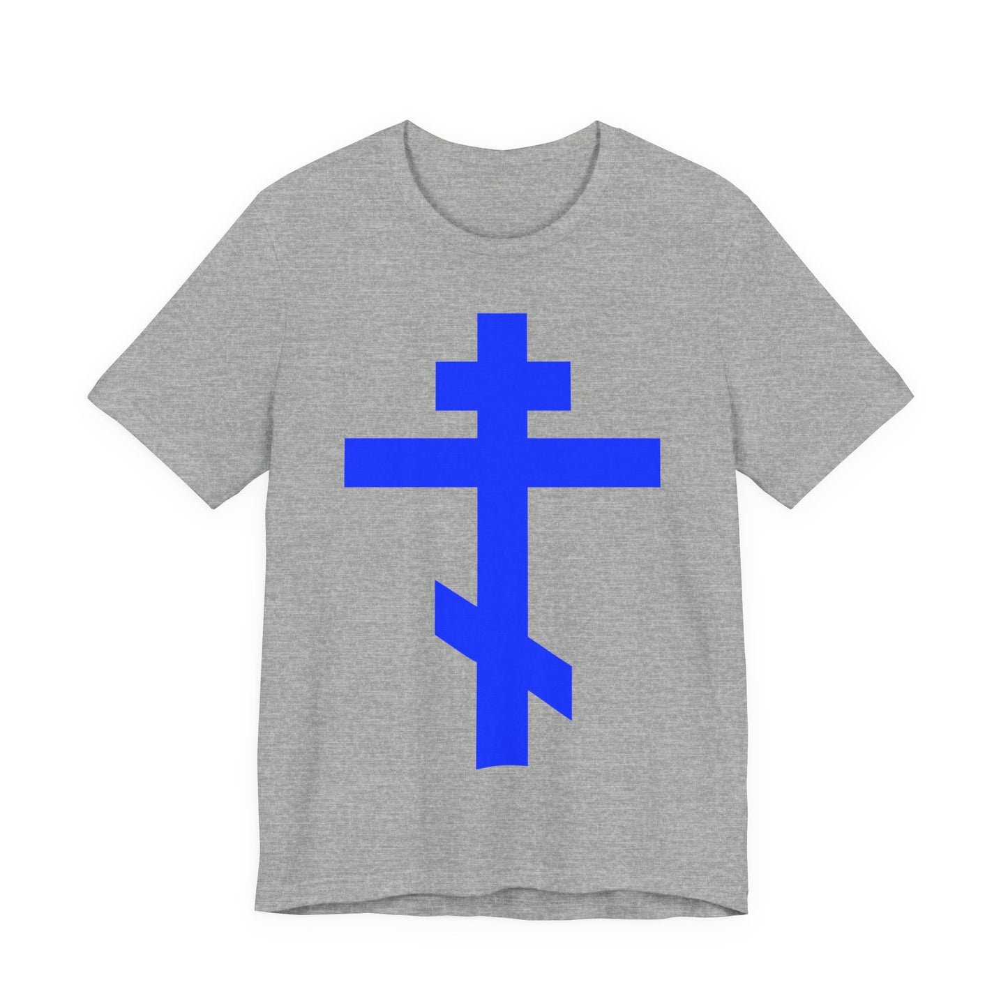 Royal Blue Orthodox Tribar Cross | Preserve Thy People By Thy Cross, O Lord | Christ is King | Christian Unisex Cotton Tee