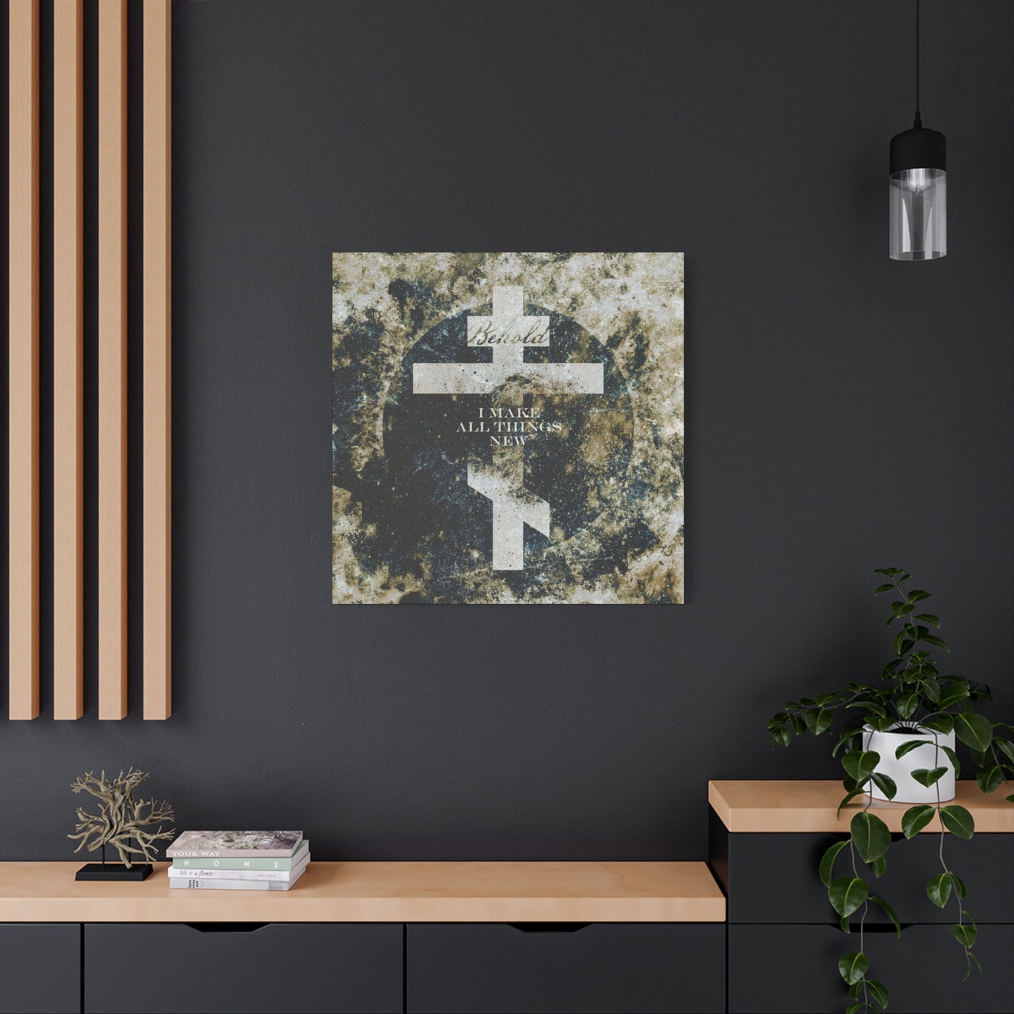 Behold, I Make All Things New | Revelation 21:5 | Cosmic Textured Orthodox Cross | Parousia | Orthodox Christian Canvas Art