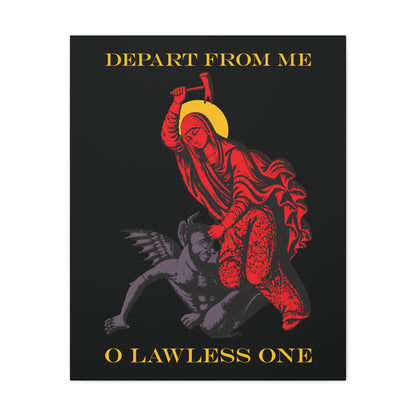 St Marina IconoGraphic (Depart from Me O Lawless One) | Saint Beating the Devil with a Hammer | Orthodox Christian Canvas Art