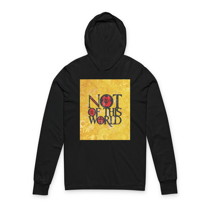 My Kingdom is Not of This World (John 18:36) | Bold Red, Yellow & Black Textured Design with Icon Motifs | Orthodox Long Sleeve Hooded Shirt