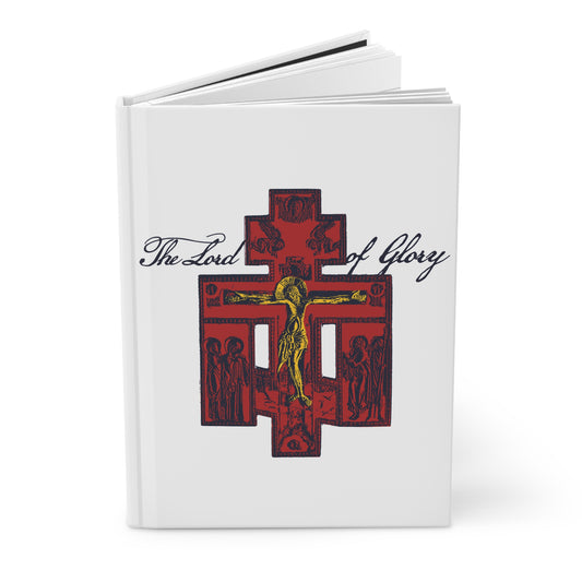 The Lord of Glory | Russian Golgotha Crucifix IconoGraphic (White BG) | 1 Corinthians 2:8 | Orthodox Christian Hardcover Blank Journal