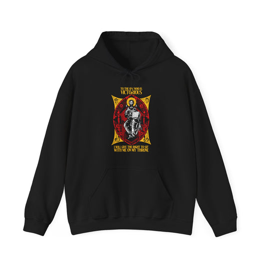 Christ Enthroned IconoGraphic (To the One Who Is Victorious) No. 1 | Orthodox Christian Hoodie / Hooded Sweatshirt