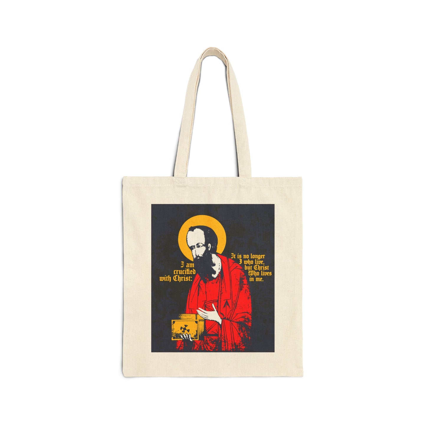 St Paul Holding Gospel Iconographic | I am crucified with Christ (Galatians 2:20) | Orthodox Christian Tote Bag