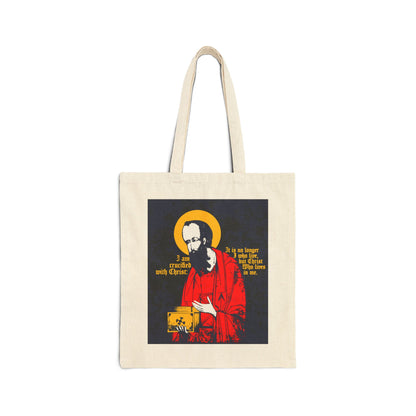 St Paul Holding Gospel Iconographic | I am crucified with Christ (Galatians 2:20) | Orthodox Christian Tote Bag