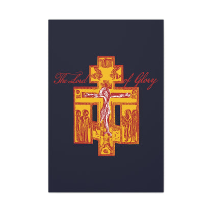 The Lord of Glory | Russian Golgotha Crucifix IconoGraphic (Blue BG) | 1 Corinthians 2:8 | Orthodox Christian Canvas Art