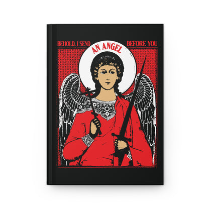 Behold I Send an Angel Before You (Ex 23:20) | Guardian Angel With Cross & Sword IconoGraphic | Orthodox Christian Hardcover Journal