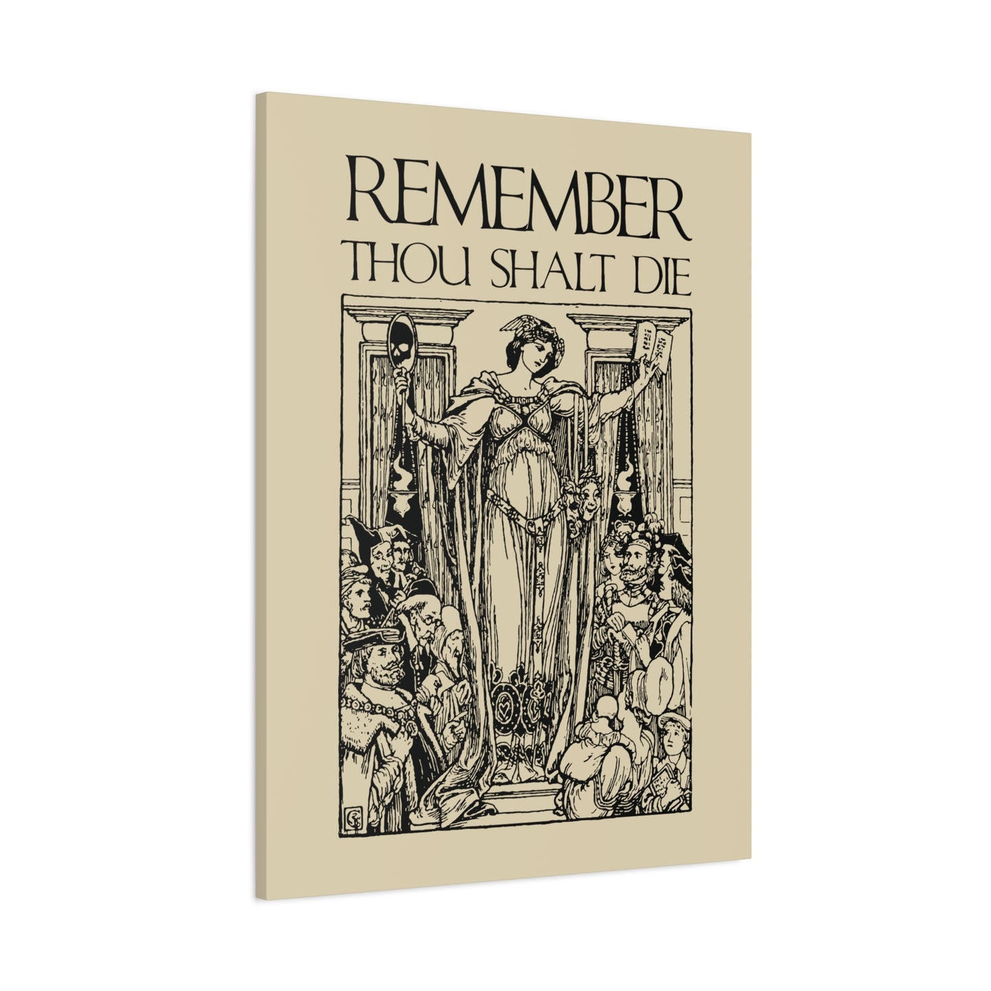 Remember You Will Die Shakespearean Design | Memento Mori | Classic Woodcut Illustration Aesthetic | Christian Wall Art