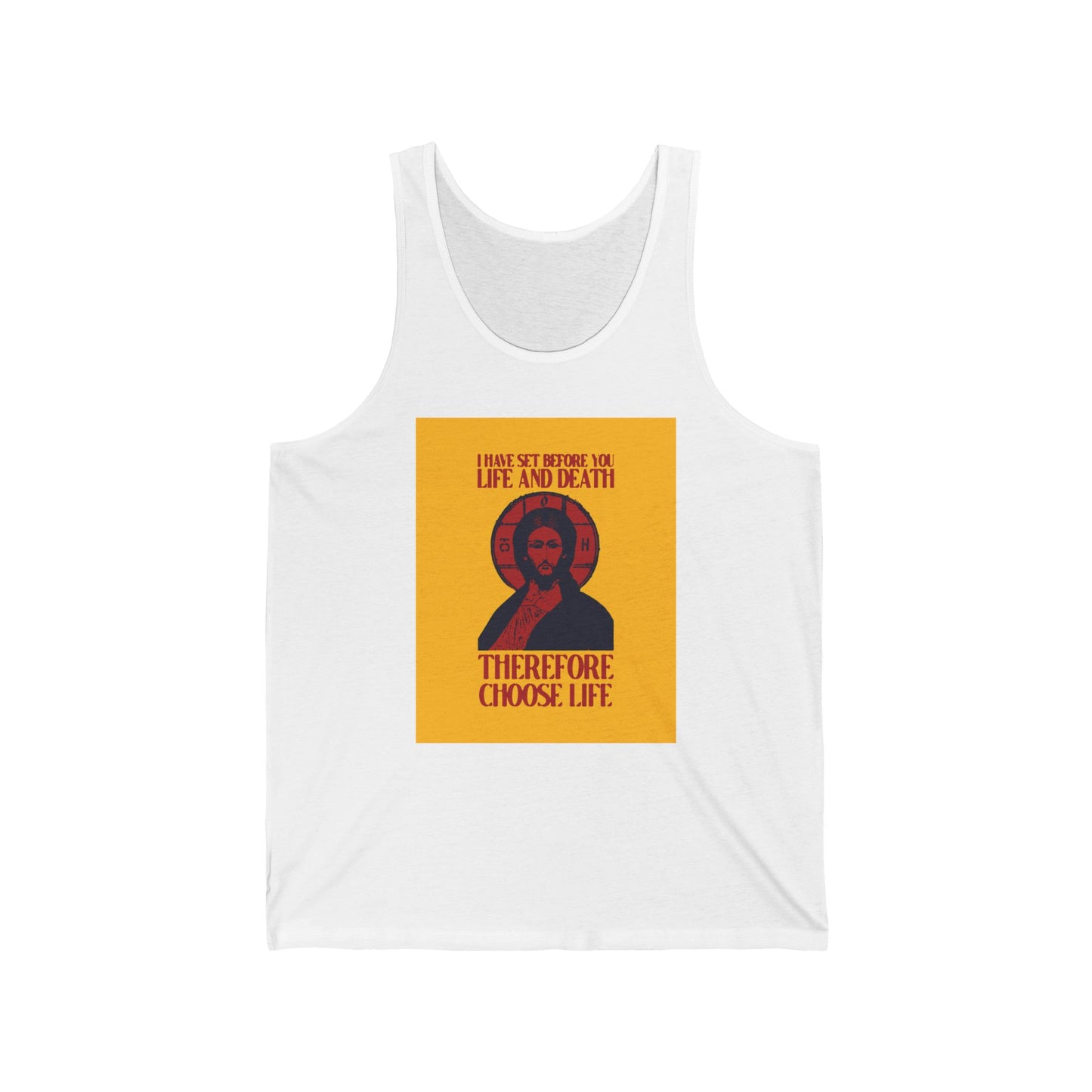 I Have Set Before You Life and Death (Deut. 30:11-20) Yellow Design No. 1 | Orthodox Christian Jersey Tank Top / Sleeveless Shirt