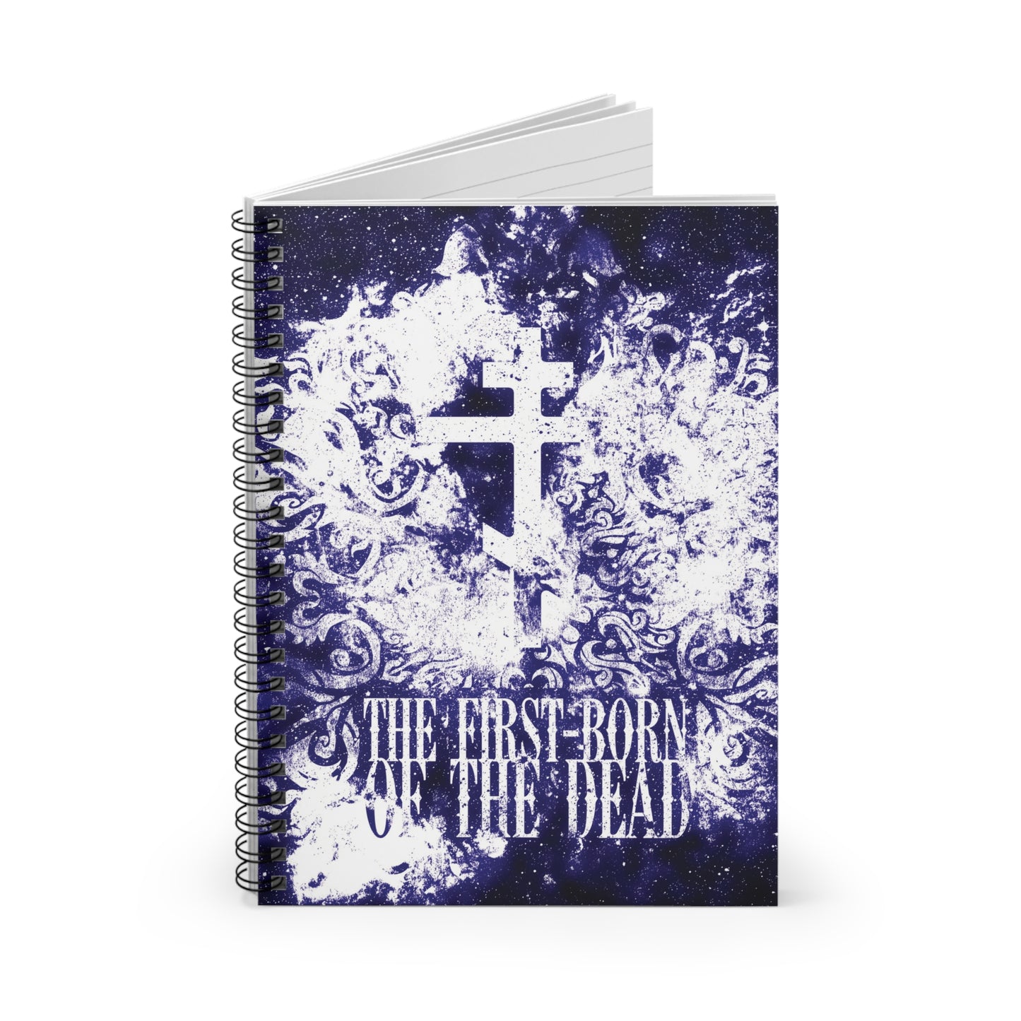 The First-Born of the Dead | Glowing White & Blue Textured Cosmic Orthodox Cross | Resurrection & Apocalypse | Orthodox Spiral Notebook