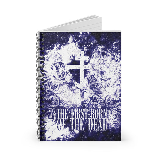 The First-Born of the Dead | Glowing White & Blue Textured Cosmic Orthodox Cross | Resurrection & Apocalypse | Orthodox Spiral Notebook