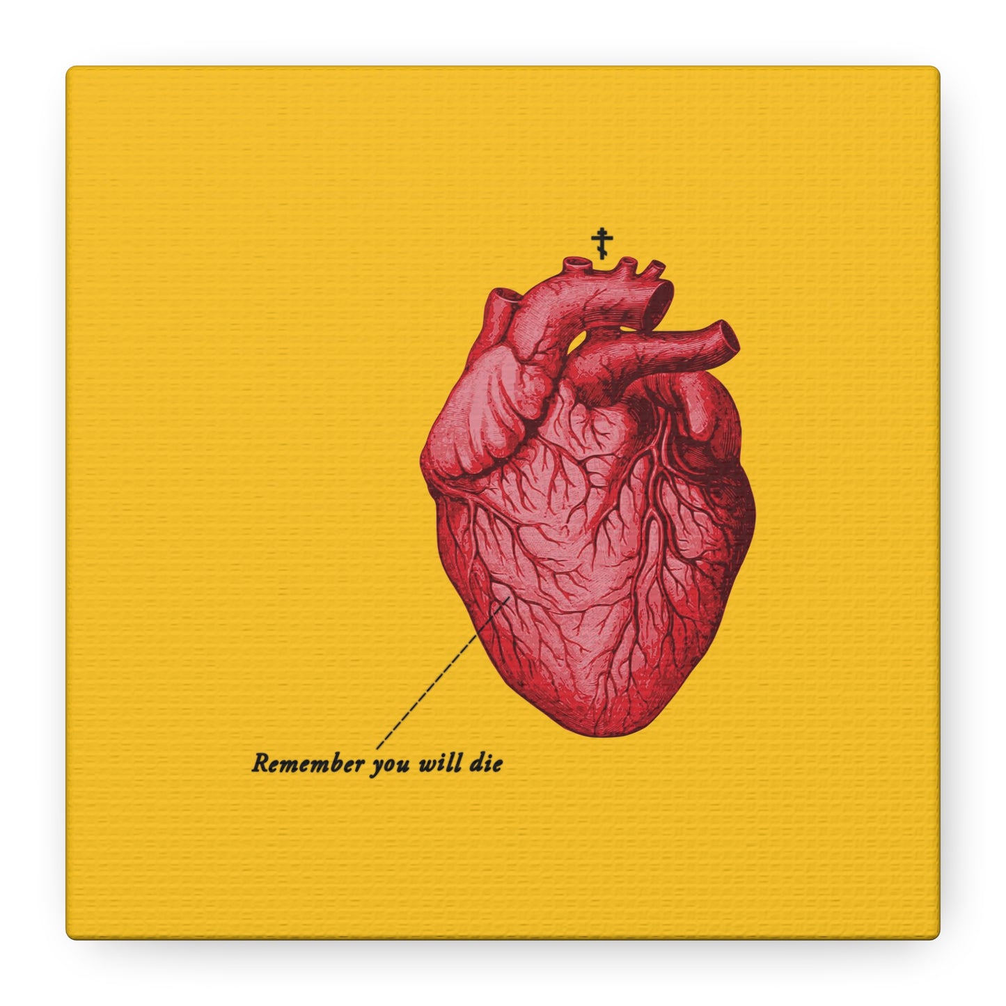 Remember You Will Die Retro Medical Textbook Heart Design | Orthodox Christian Canvas Art