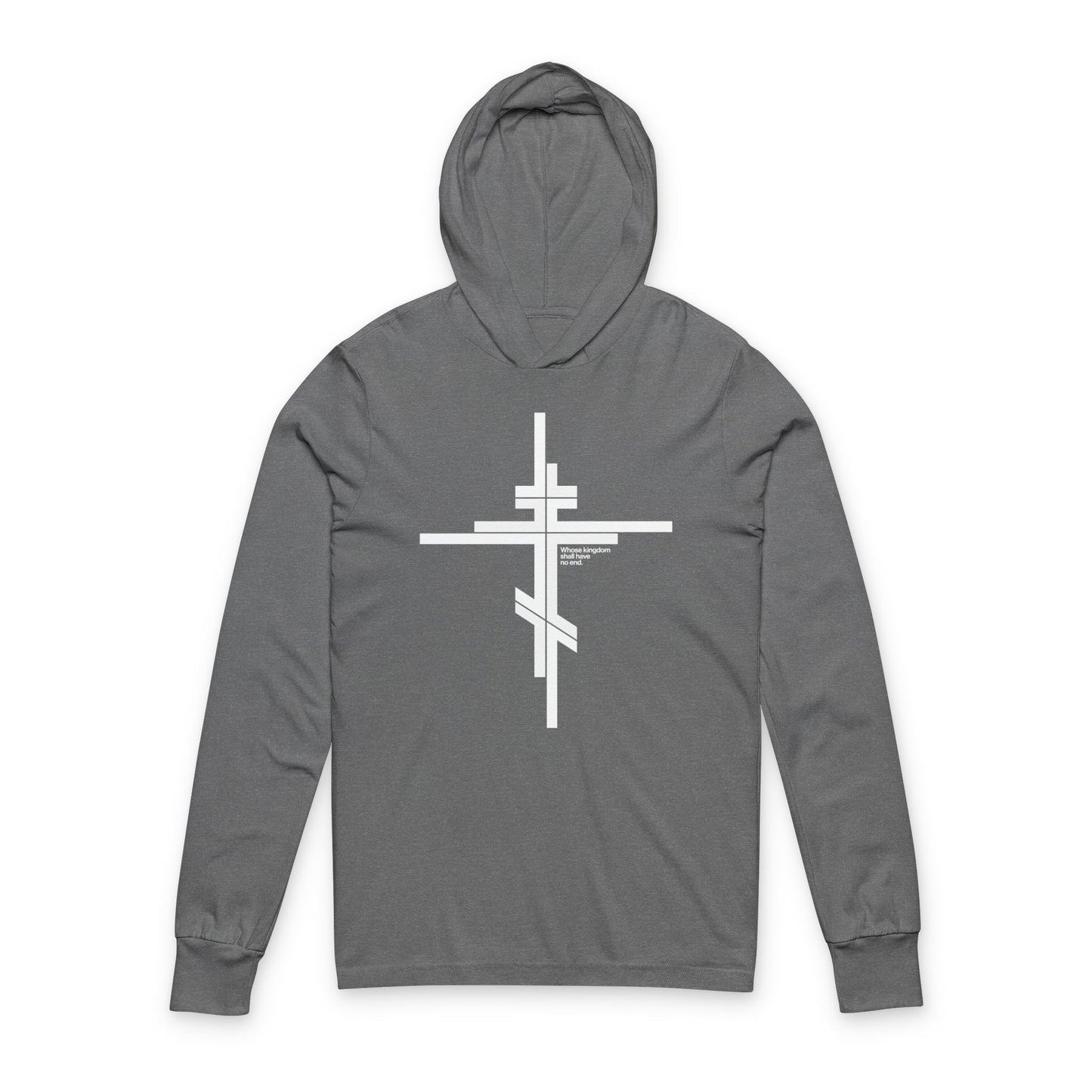 Whose Kingdom Shall Have No End | Luke 1:32-33 | Orthodox Cross | Modernist Minimalist Logo Style | Orthodox Hooded Shirt