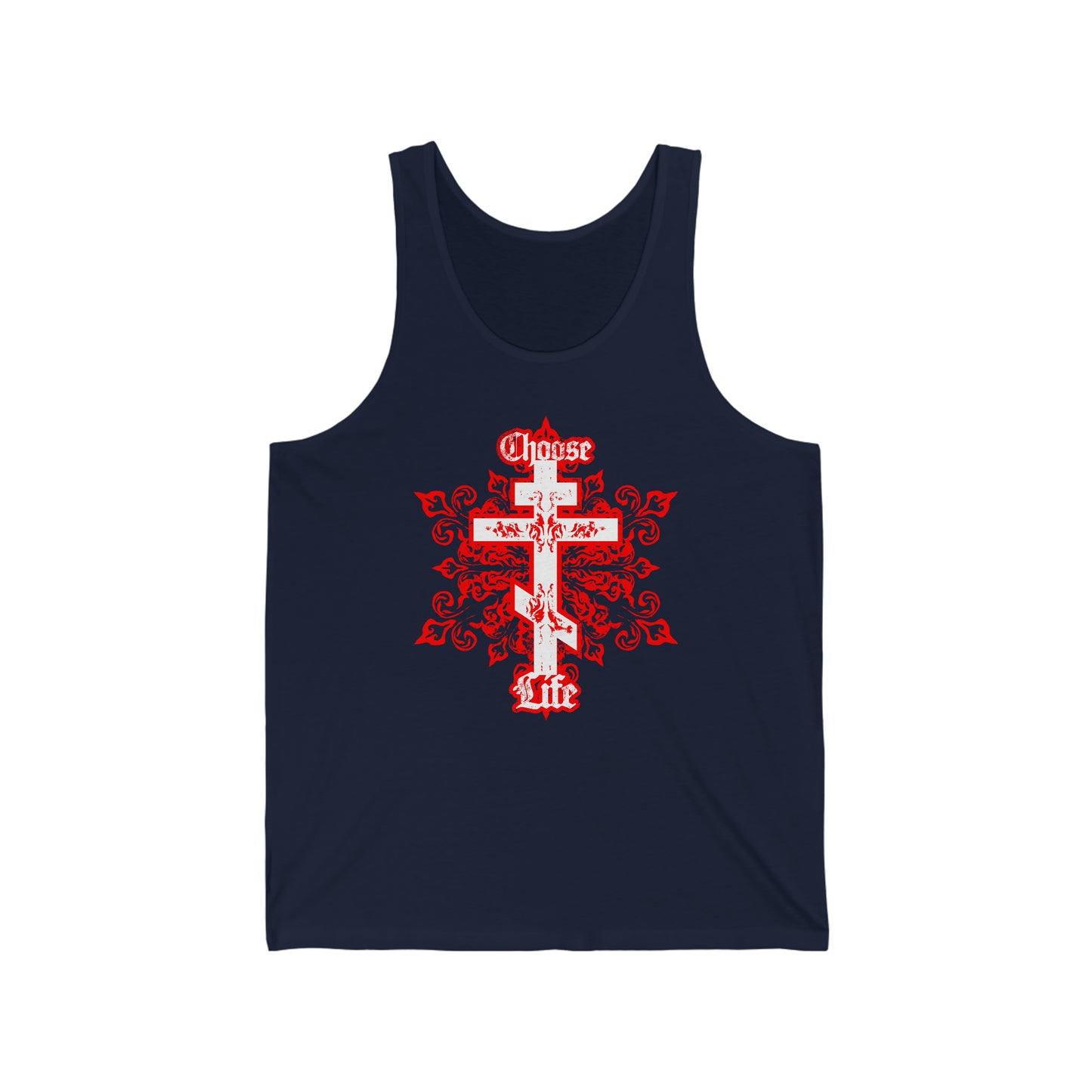 Choose Life No. 1 (Tri-Bar Cross) | Orthodox Christian Jersey Tank Top / Sleeveless Shirt