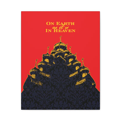 The Church: On Earth As It Is In Heaven | Lord's Prayer | Ancient Russian Wooden Church Design | Orthodox Christian Canvas Art