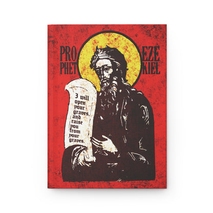 Prophet Ezekiel IconoGraphic | Textured, High Contrast Bright Red and Yellow Design | Old Testament | Orthodox Christian Hardcover Journal