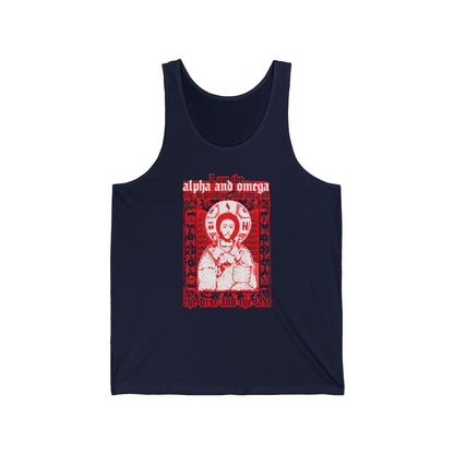 Christ Pantocrator IconoGraphik No. 2 (Alpha and Omega) | Orthodox Christian Jersey Tank Top / Sleeveless Shirt