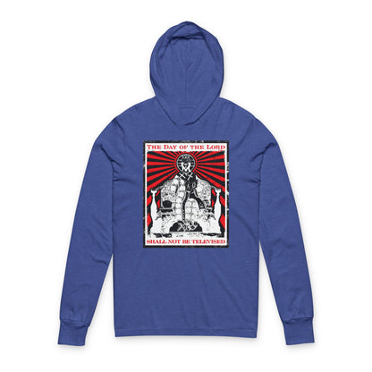 The Day of the Lord Shall Not Be Televised | Jesus Christ Enthroned Iconographic | Second Coming | Revelation | Orthodox Long Sleeve Hooded Shirt