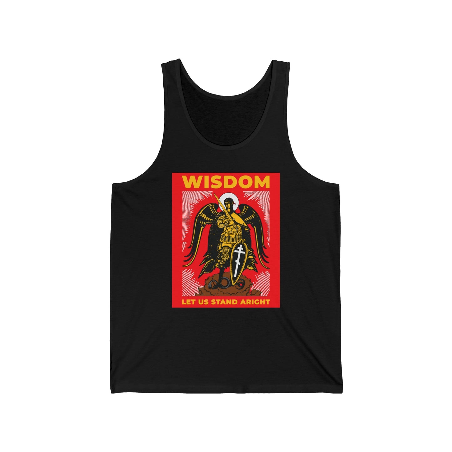 Wisdom: Let Us Stand Aright (Archangel Michael) No.1 | Orthodox Christian Jersey Tank Top / Sleeveless Shirt