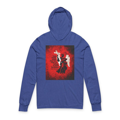 Little Divides Angels from Men | Christian Perfection | St John Chrysostom | Textured Cemetery Angel | Orthodox Long Sleeve Hooded Shirt