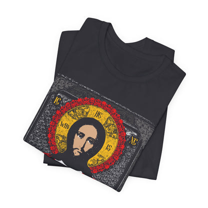 Christ Pantocrator Icono-Graphic | He-Who-Is | I Am the Alpha and Omega | Ancient Icon Graphic Design | Orthodox Christian Cotton T-Shirt