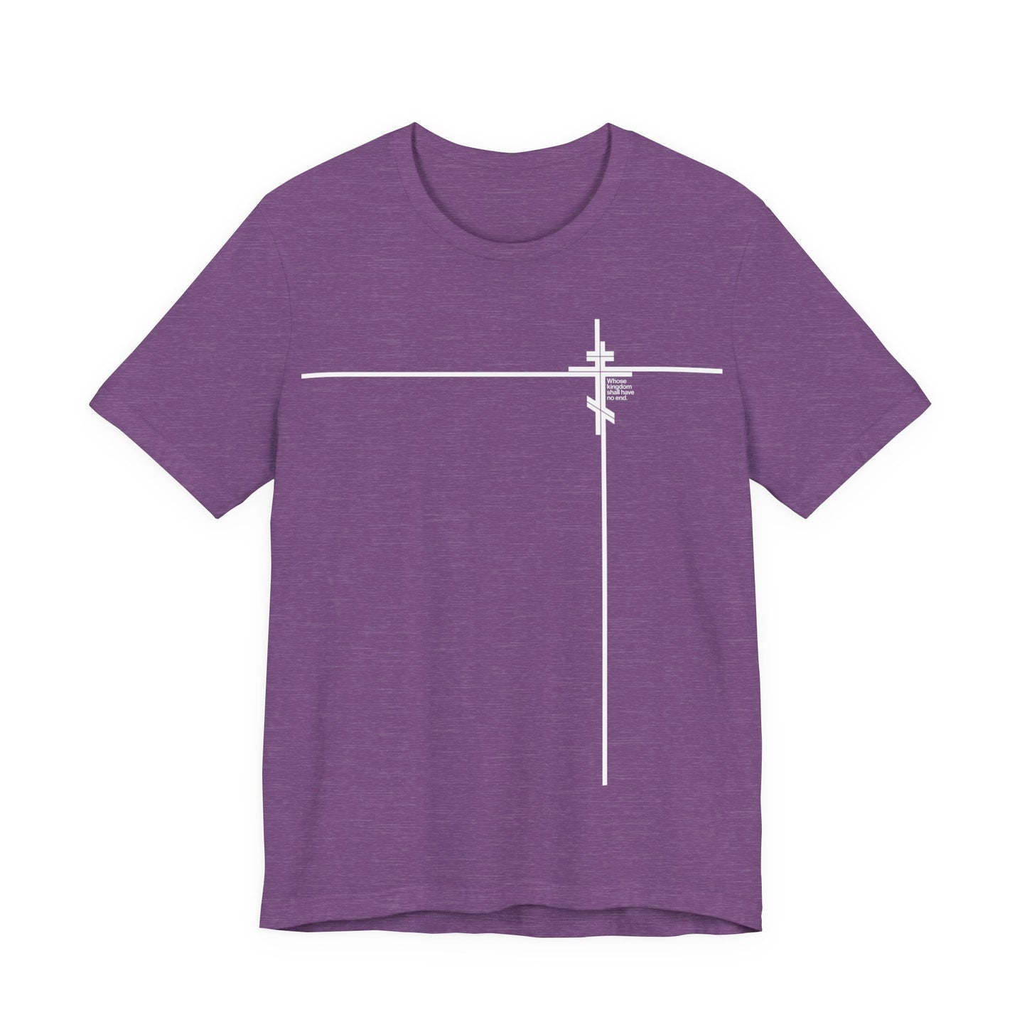 Whose Kingdom Shall Have No End (Small Design) | Luke 1:32-33 | Orthodox Cross | Minimalist Logo Style | Orthodox Christian Unisex Cotton Tee