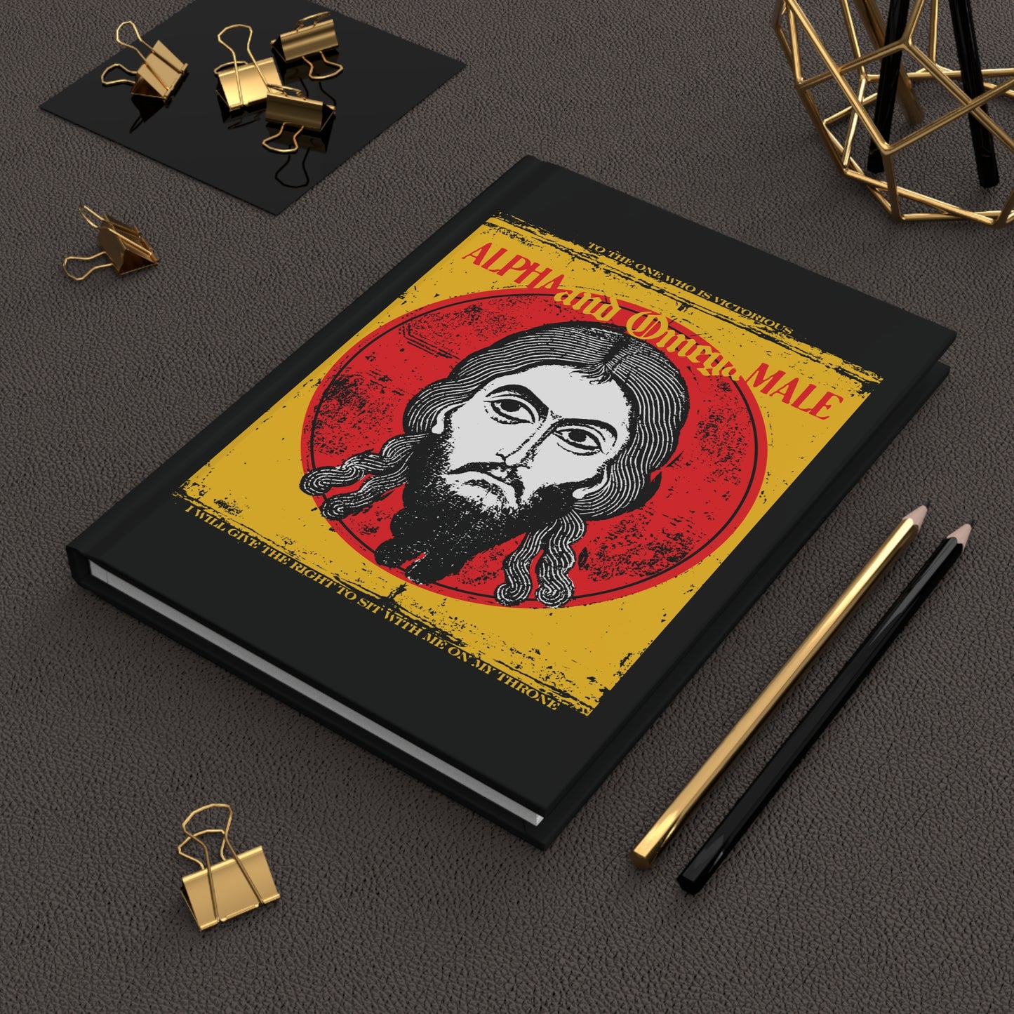 Alpha and Omega Male (Jesus Christ Image of Edessa IkonoGraphic) No. 1 | Orthodox Christian Hardcover Journal